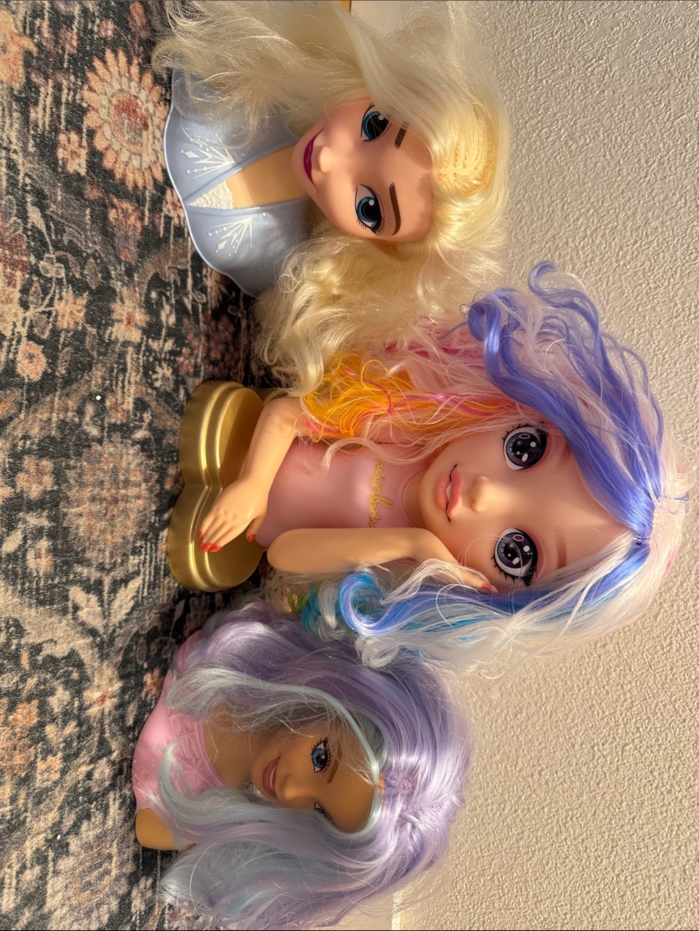Hair Styling Practice Head for Kids - Rainbow Purple Blonde